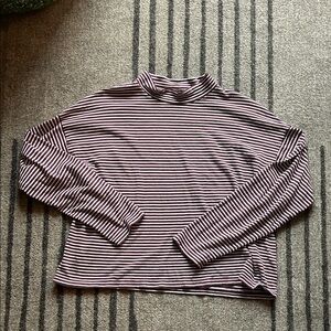 Everlane Striped Long Sleeve Mockneck Top